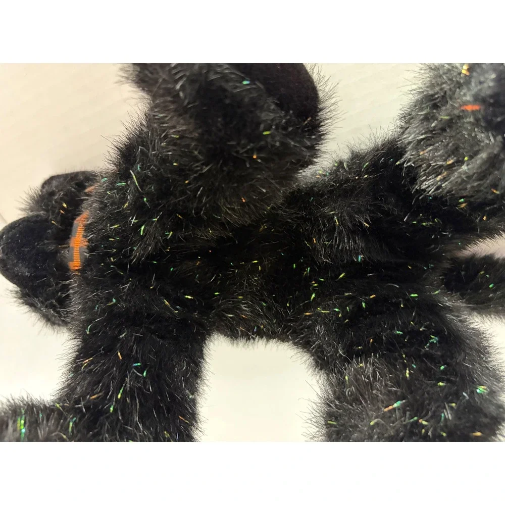 Russ Berrie Burnside Black Cat Plush Halloween Tinsel Bow Stuffed Animal 7